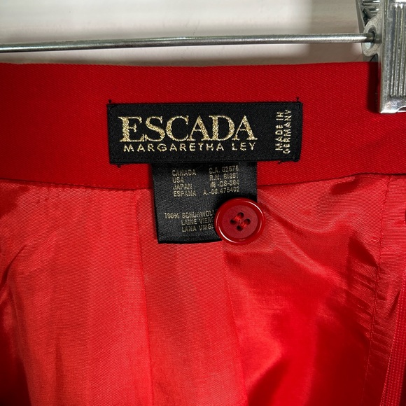 ❤️ Vintage Escada Red Wool Pencil Skirt Women’s Size 6 - Picture 6 of 9